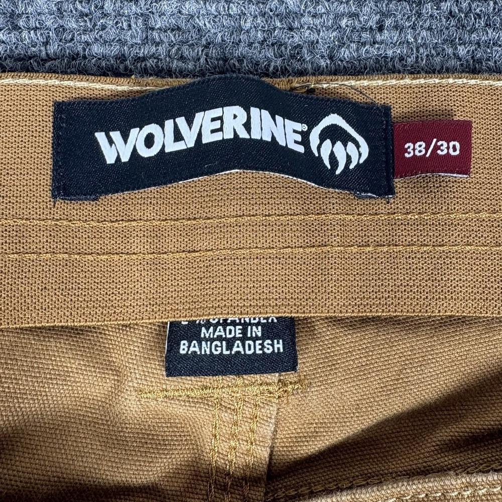 Wolverine Pants Canvas Double Knee Workwear Skater Men Fits 38x28 Tan Brown Work View 5